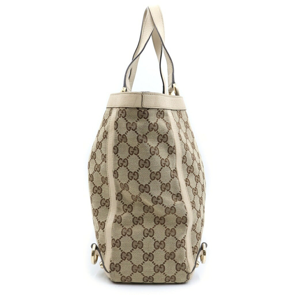 GUCCI(グッチ) GGキャンバス トートバッグ ハンドバッグ ベージュ キャンバス×レザー 141472