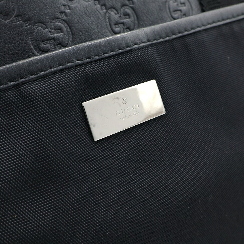 GUCCI(グッチ) グッチシマ トートバッグ ハンドバッグ ブラック レザー×ナイロン 161770