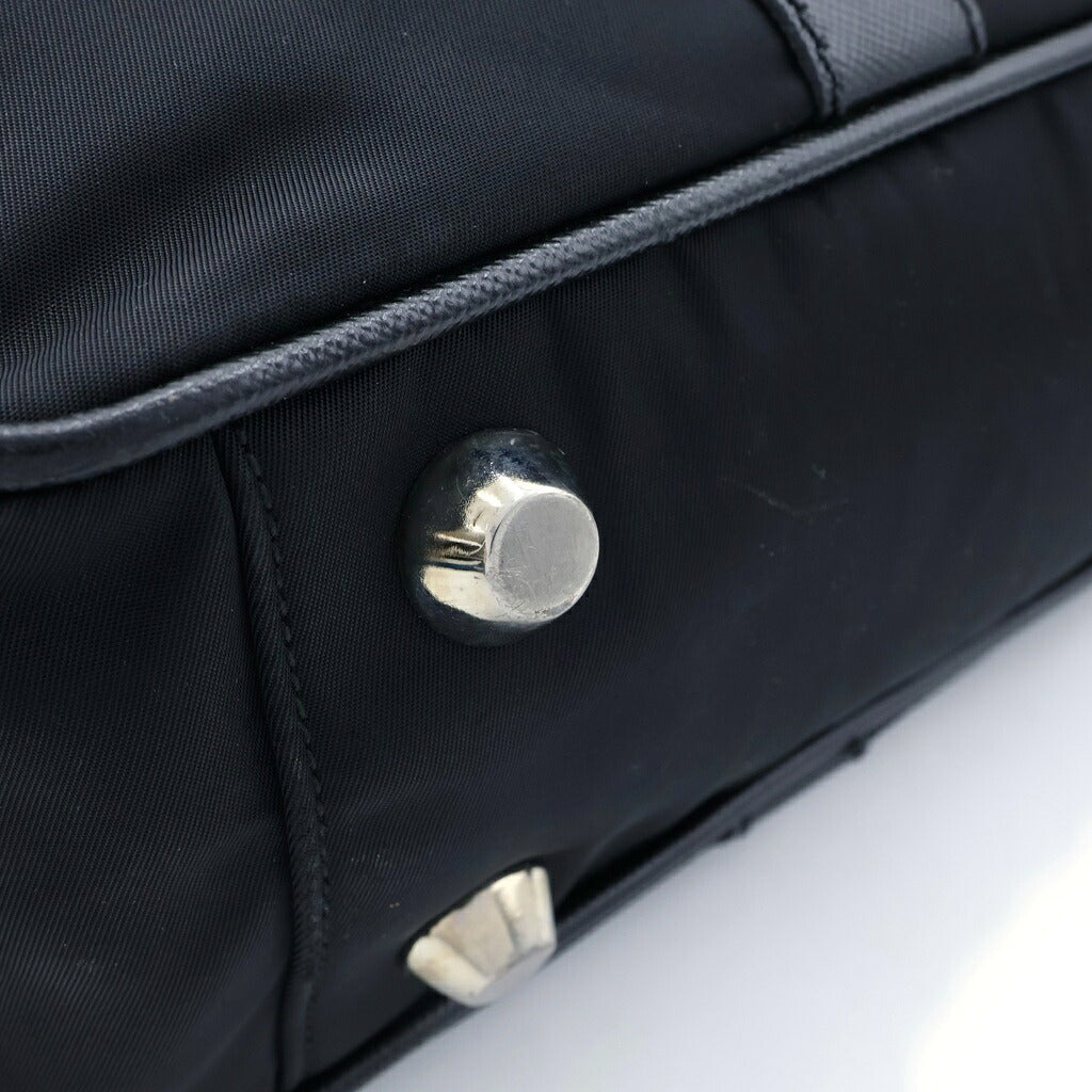 PRADA(プラダ) トライアングルロゴ ブリーフケース ビジネスバッグ ハンドバッグ ナイロン×レザー ブラック
