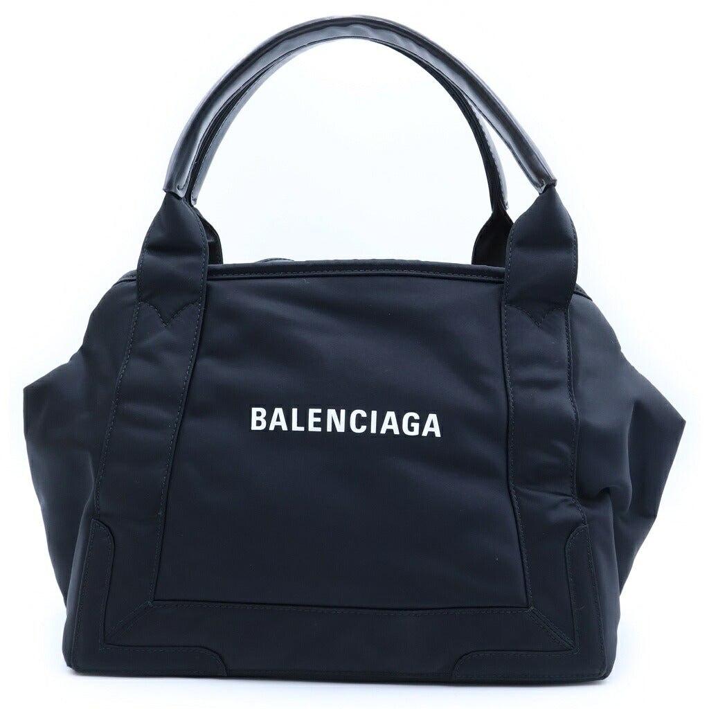 BALENCIAGA(バレンシアガ) ネイビーカバスS ハンドバッグ トートバッグ ナイロン ブラック×オレンジ 339933