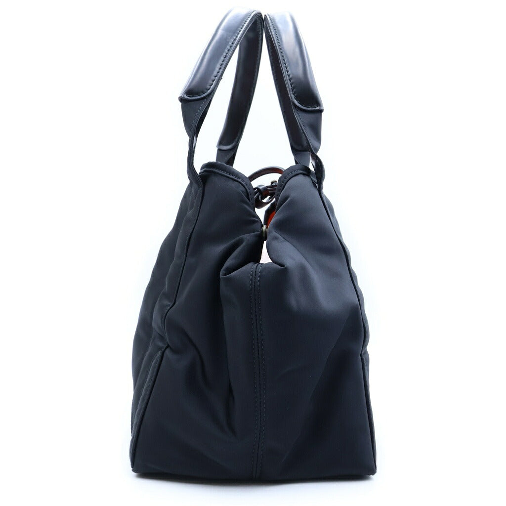 BALENCIAGA(バレンシアガ) ネイビーカバスS ハンドバッグ トートバッグ ナイロン ブラック×オレンジ 339933