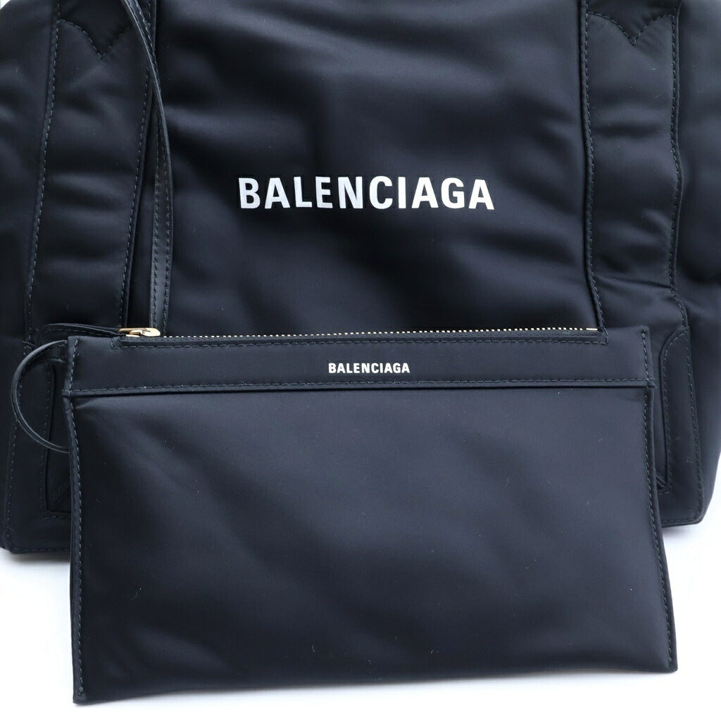 BALENCIAGA(バレンシアガ) ネイビーカバスS ハンドバッグ トートバッグ ナイロン ブラック×オレンジ 339933