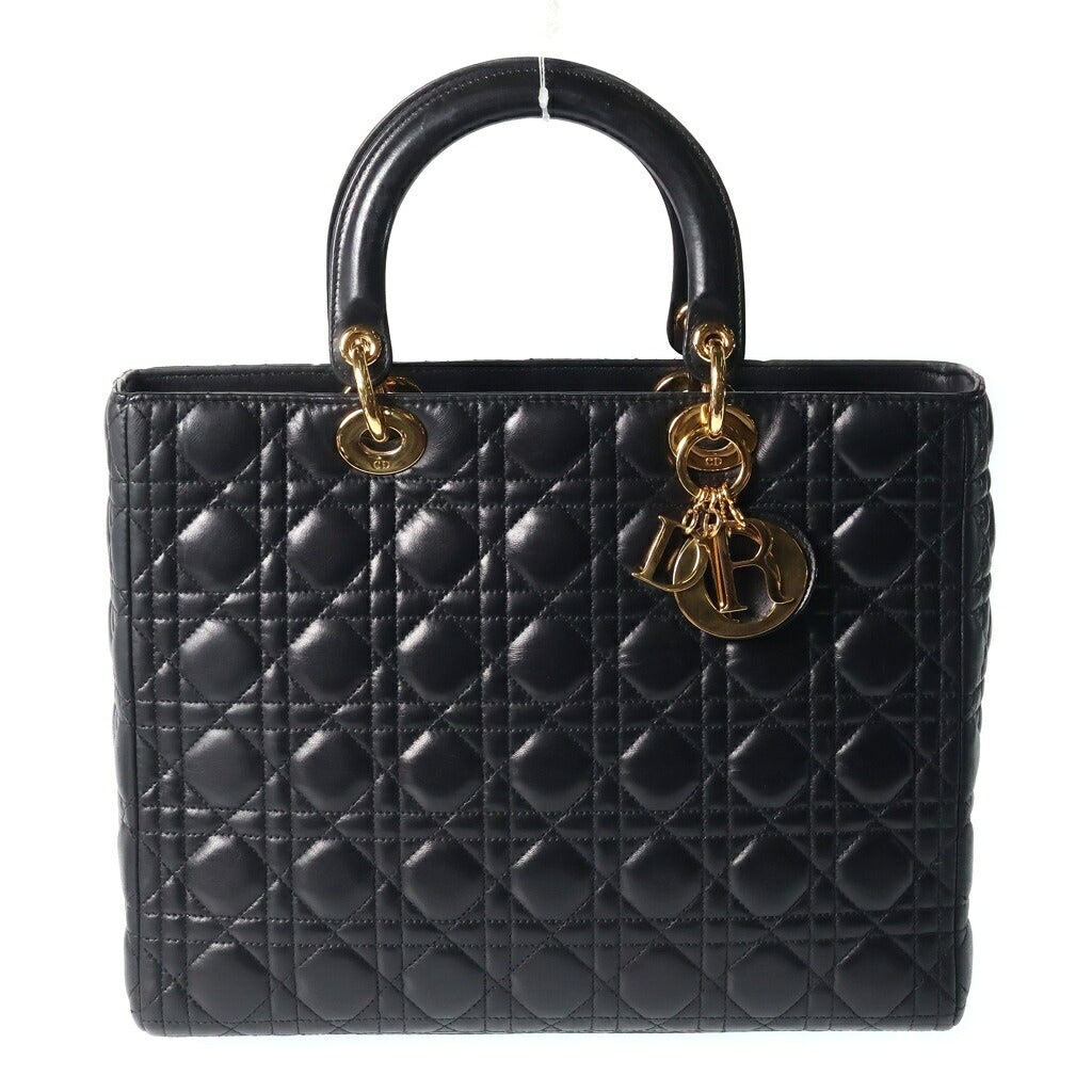 DIOR(ディオール) カナージュ レディディオール ラージ ハンドバッグ ショルダーバッグ 2WAY ブラック ラムスキン CAL44560 05-MA-0072