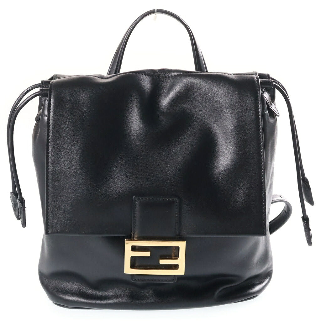 FENDI(フェンディ) バゲット FFロゴ バックパック リュックサック レザー ブラック 8BZ057AYJ1F0KUR 259-10429 袋
