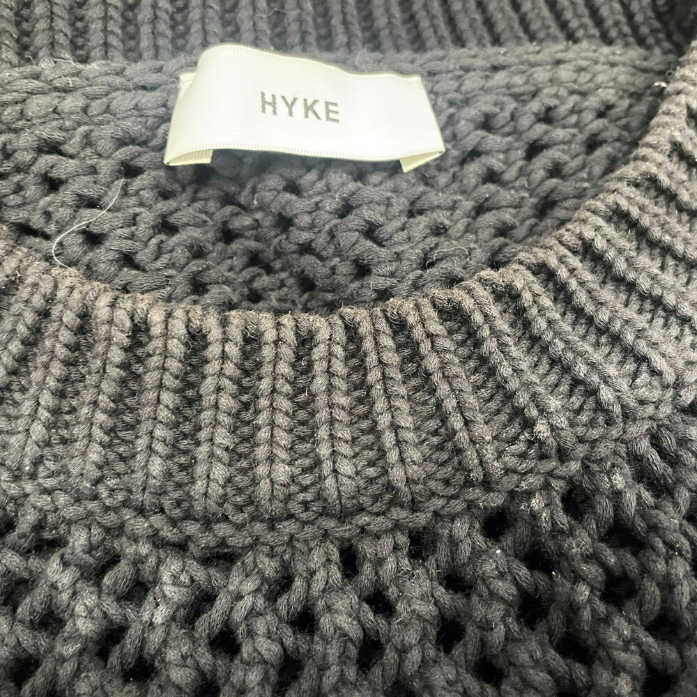 HYKE(ハイク) 23SS CROCHETED CROPPED SWEATER TOP クロシェ編み クロップド セーター ニット ネイビー レディース 231-11311 013