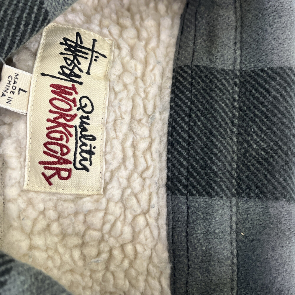 STUSSY(ステューシー) 24AW Buffalo Plaid Shirt 裏地ボア チェック柄 バッファロー 長袖シャツ ジャケット グリーン 1110332