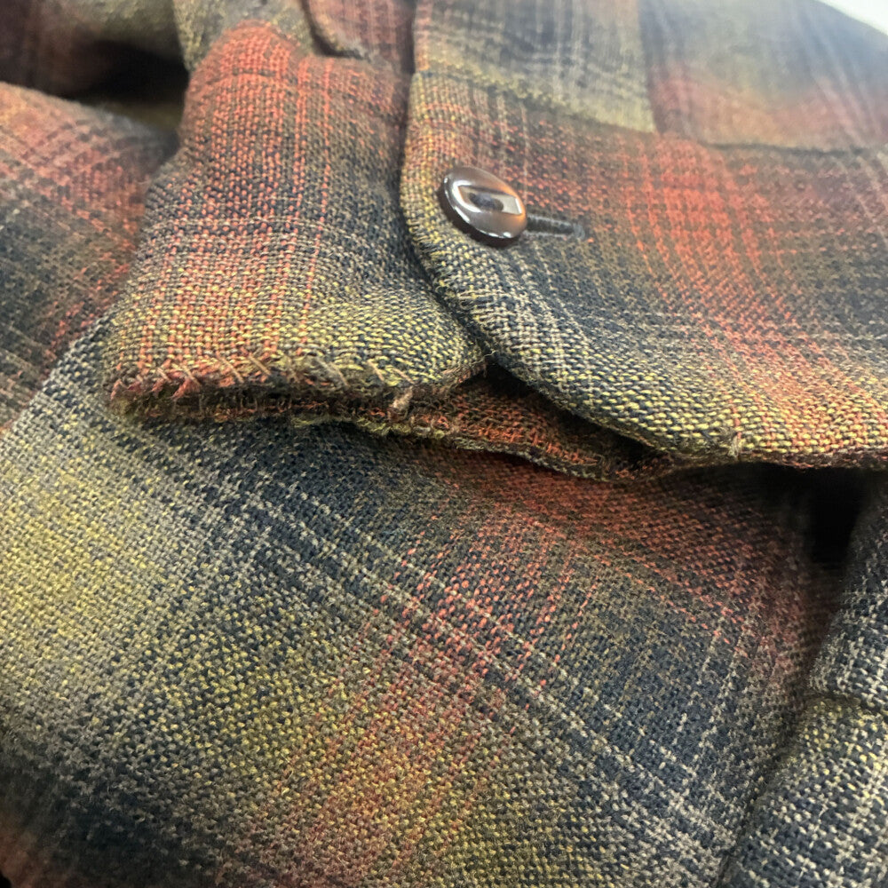 PENDLETON(ペンドルトン) 50S VINTAGE ヴィンテージ タータンチェック オープンカラー ウールシャツ レッド/ブラウン