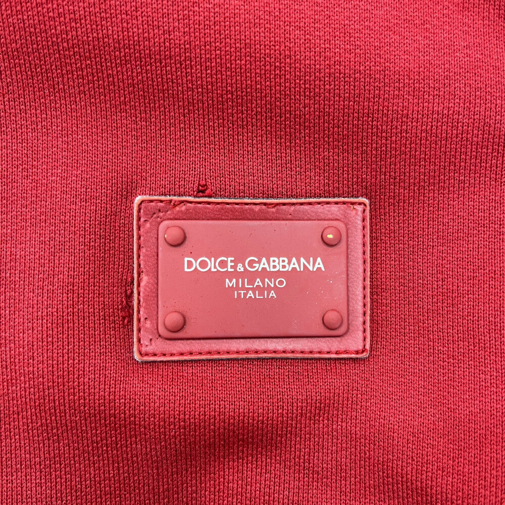 DOLCE & GABBANA(ドルチェアンドガッバーナ) ロゴプレート ジップアップ スウェットパーカー フーディー レッド G9PD2T