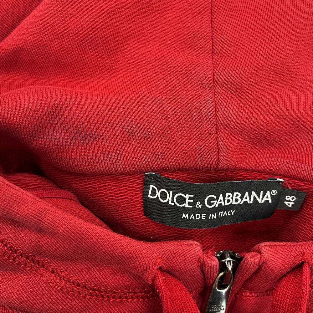 DOLCE & GABBANA(ドルチェアンドガッバーナ) ロゴプレート ジップアップ スウェットパーカー フーディー レッド G9PD2T