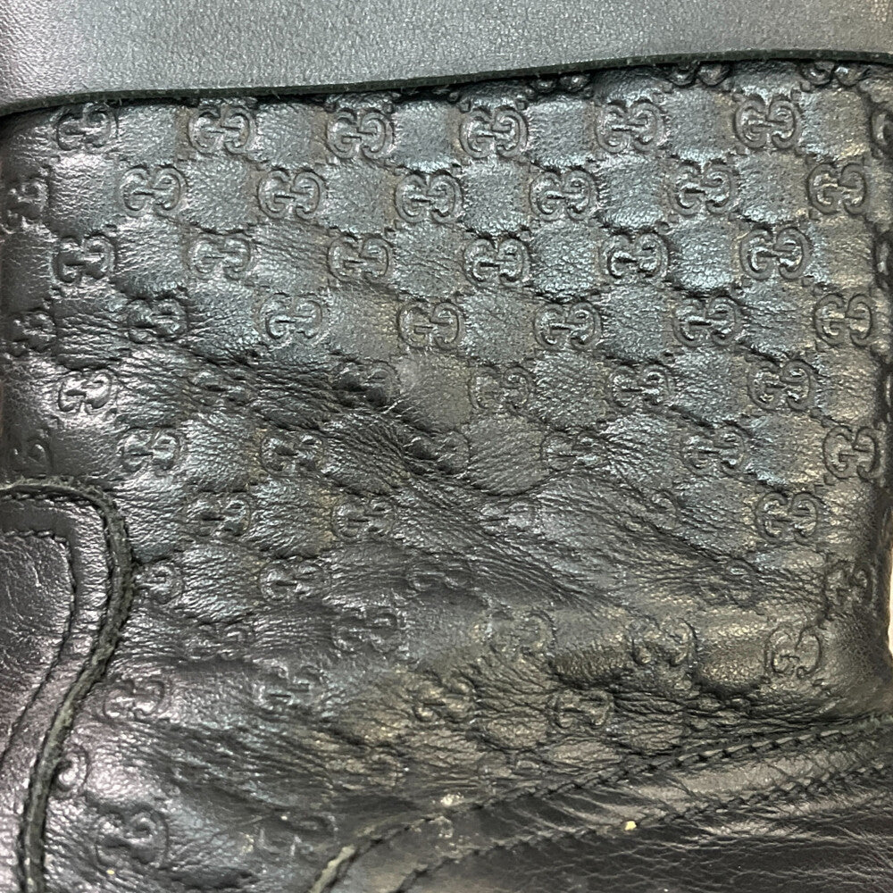 GUCCI(グッチ) マイクログッチシマ レザー サイドジップ ベルト ショートブーツ シューズ ブラック レディース 271242